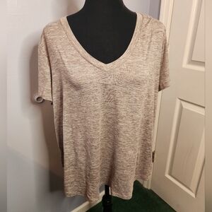 Velocity Size 1X Short Sleeve Shirt V-Neck Super Soft Sunday Tee W/Side Slit